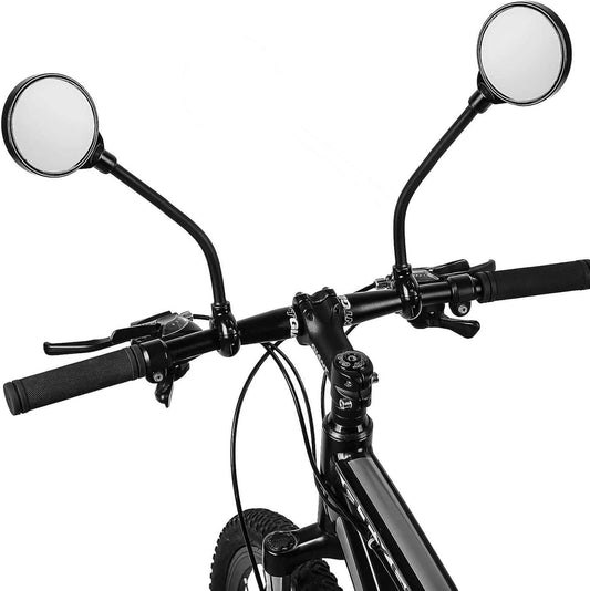 Bike Mirror Handlebar Mount HD Bike Rear View Mirror Bicycle Mirrors for Handlebars Adjustable Rotatable Bike Mirrors Ride Safely (A-2 Pcs Black Long Mirror)
