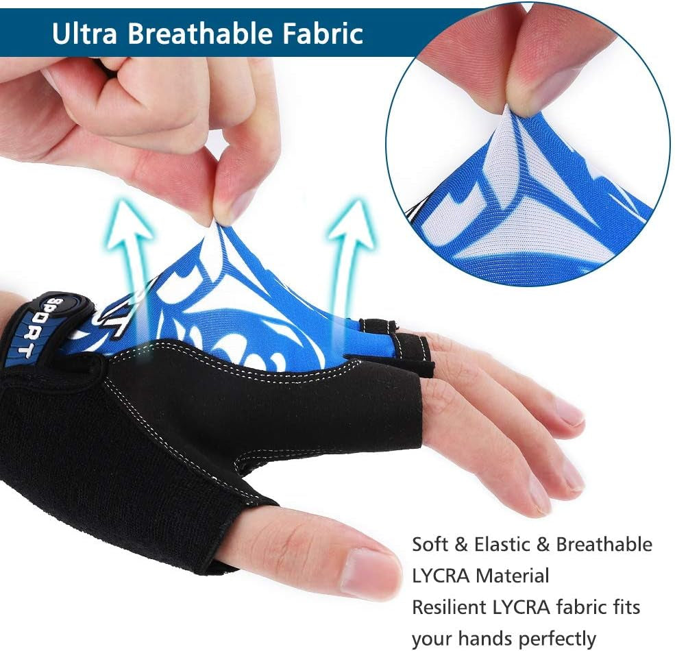 Cycling Gloves for Women Men, Half Finger Bike Gloves, Road Bicycle Gloves, Shock-Absorbing Anti-Slip Breathable Motorcycle Mountain Bike Gloves for Men Women Adults