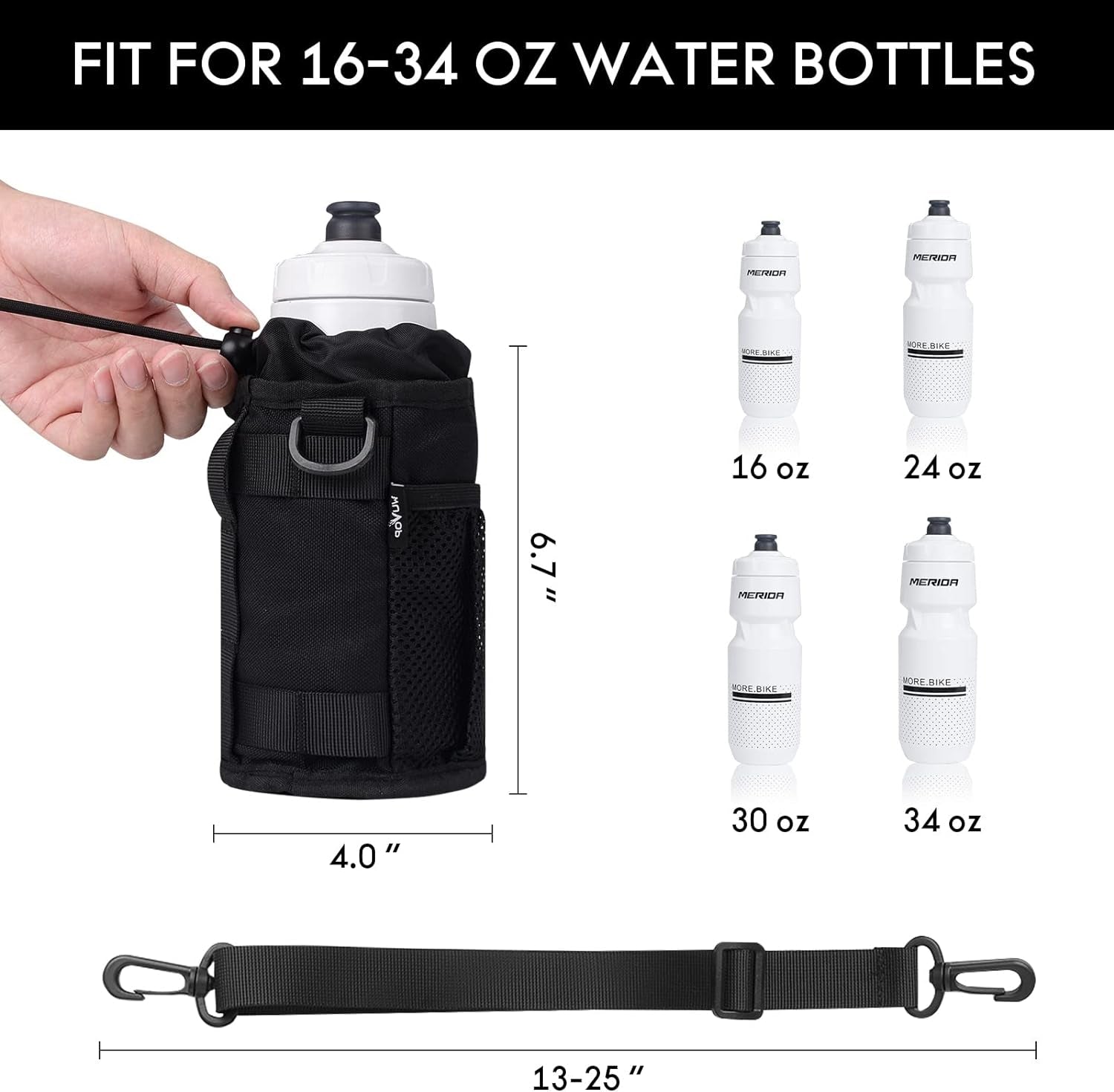 Bike Cup Holder, Water Bottle Holder Handlebar with Mesh Pockets, Universal Cycl