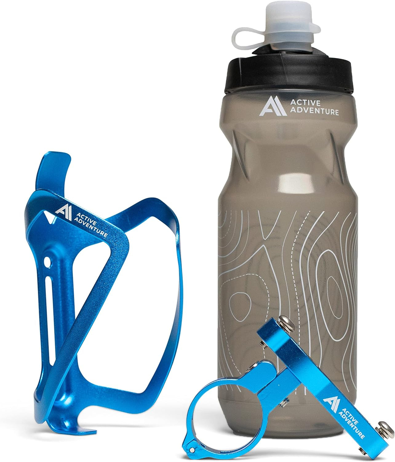 Bike Water Bottle Holder with Bottle Combo Mount Cage Rack No Screws Mountain Bicycle Accessories, for Sport Outdoor Cycling, MTB Road, Universal Cup Holder, Durable Alloy Kids, Adults (Black)