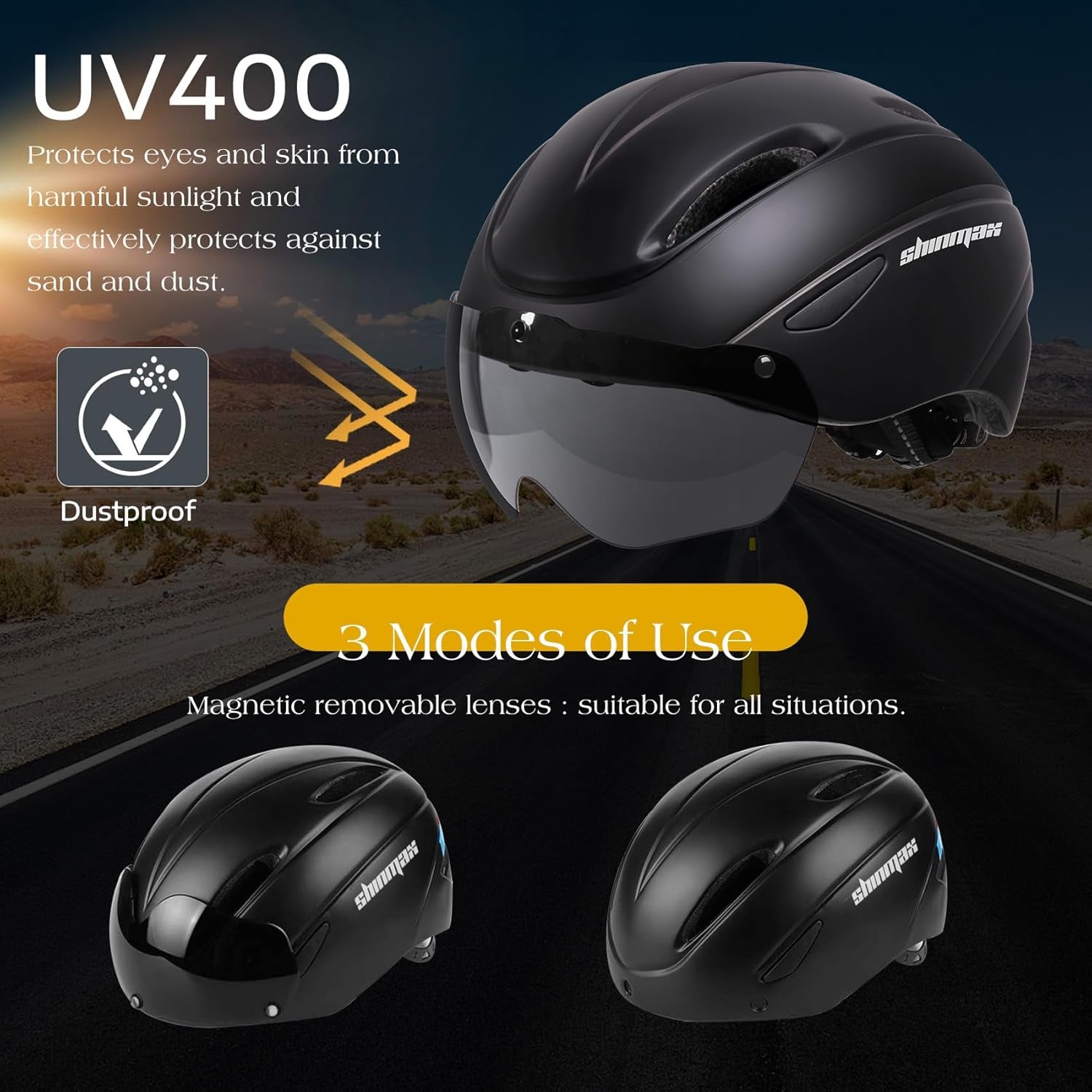 Bike Helmet for Men Women, Bicycle Helmet with Detachable Magnetic Goggles Adjustable for Adult Road Biking Mountain Cycling Helmet (BC-001)