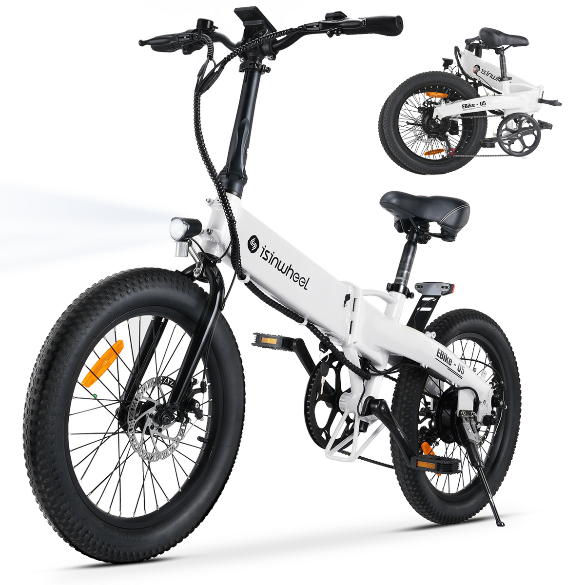 isinwheel U5 Folding Electric Bike – Cloud White