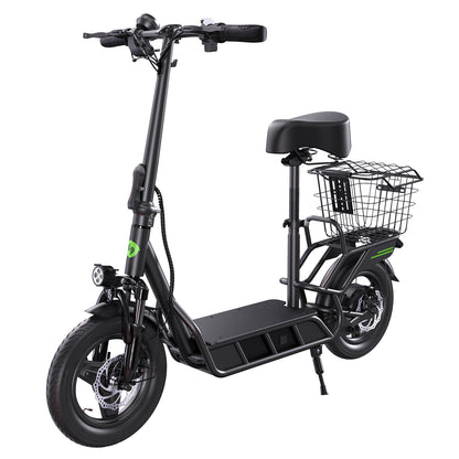 isinwheel Hyper X 700W Electric Scooter with Seat & Basket – Black