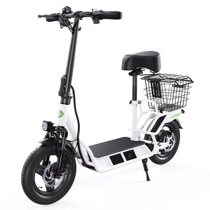 isinwheel Hyper X 700W Electric Scooter with Seat & Basket – Cloud White