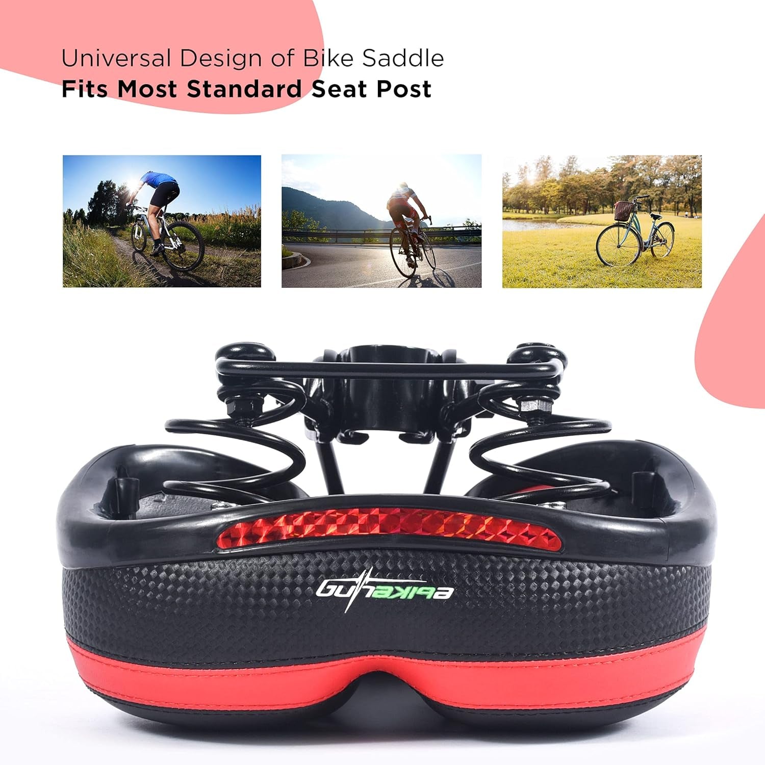 Bike Seat Dual Shock Absorbing Soft Comfortable Padded Bicycle Seat Cushion for Men Women Comfort - Memory Foam Universal Fit Bike Saddle for Exercise Outdoor Mountain Bikes