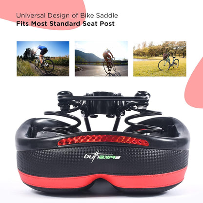 Bike Seat Dual Shock Absorbing Soft Comfortable Padded Bicycle Seat Cushion for Men Women Comfort - Memory Foam Universal Fit Bike Saddle for Exercise Outdoor Mountain Bikes