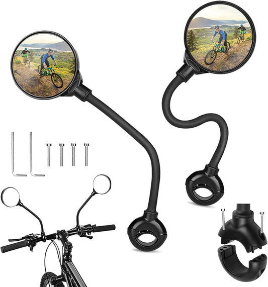 Bike Mirror Handlebar Mount HD Bike Rear View Mirror Bicycle Mirrors for Handlebars Adjustable Rotatable Bike Mirrors Ride Safely (A-2 Pcs Black Long Mirror)