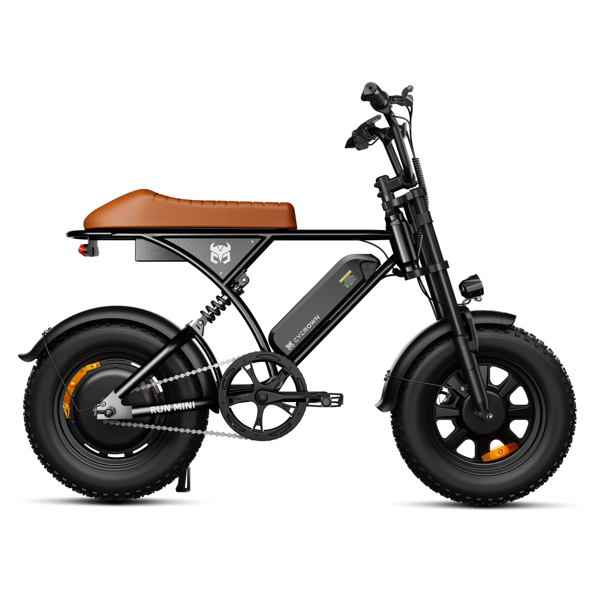 Cycrown Run Mini vintage moped e-bike front three-quarter view