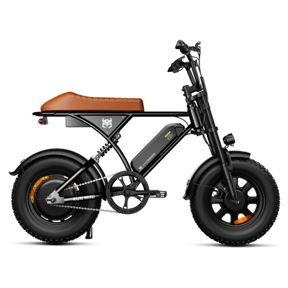 Cycrown Run Mini vintage moped e-bike front three-quarter view