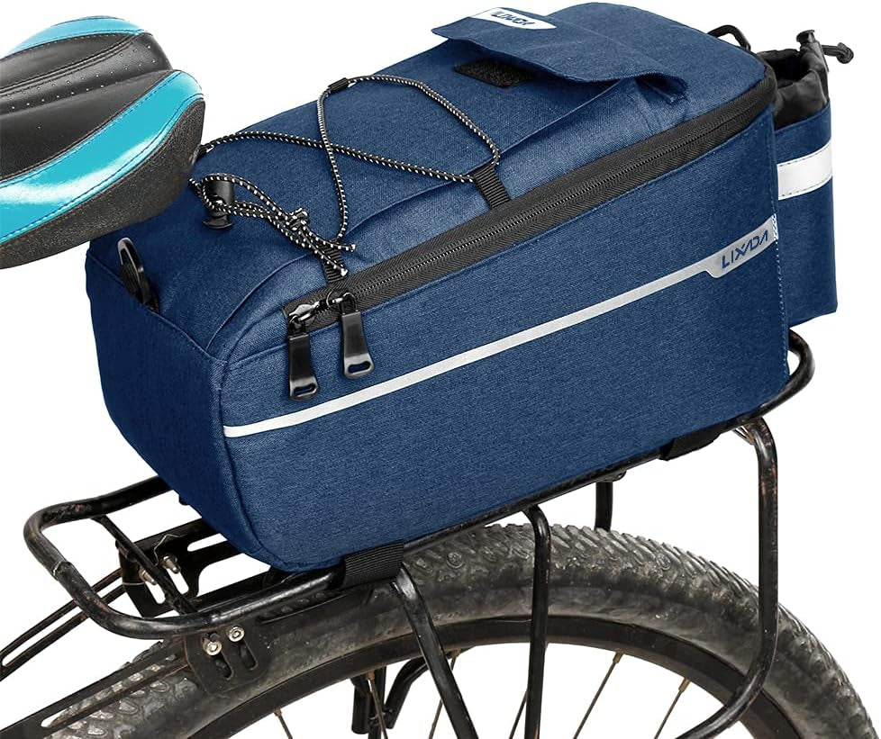 Bike Panniers Bike Trunk Bag Insulated Bag for Warm/Cool Items, Bicycle Rear Rack Storage Luggage Bicycle Seat Multifunctional Insulated Trunk Cooler Bag Shoulder Bag 11.4 6.3 6.7In
