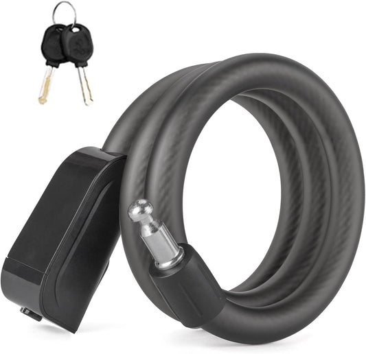 Bike Lock Cable 4 Feet Bicycle Cable Lock with Mounting Bracket 2 Secure Keys 1/2 Inch Diameter (Matte)
