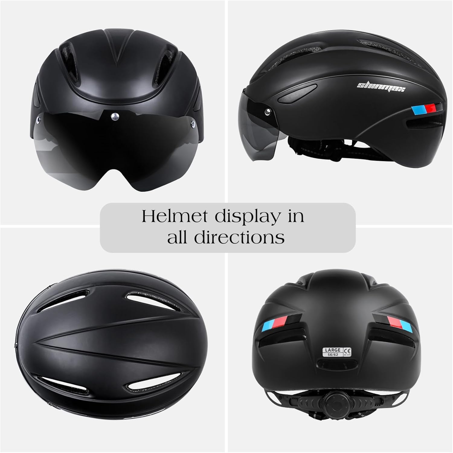 Bike Helmet for Men Women, Bicycle Helmet with Detachable Magnetic Goggles Adjustable for Adult Road Biking Mountain Cycling Helmet (BC-001)