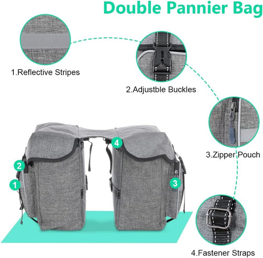 Bicycle Pannier Bag Waterproof Bike Rear Rack Bag Portable Bike Seat Carrier Bag Road Bike Storage Bag