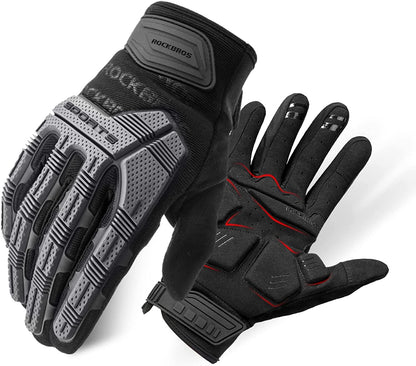 Mountain Bike Gloves with Gel Pad Touch Screen Knuckle Protection for BMX MX ATV MTB Racing Black