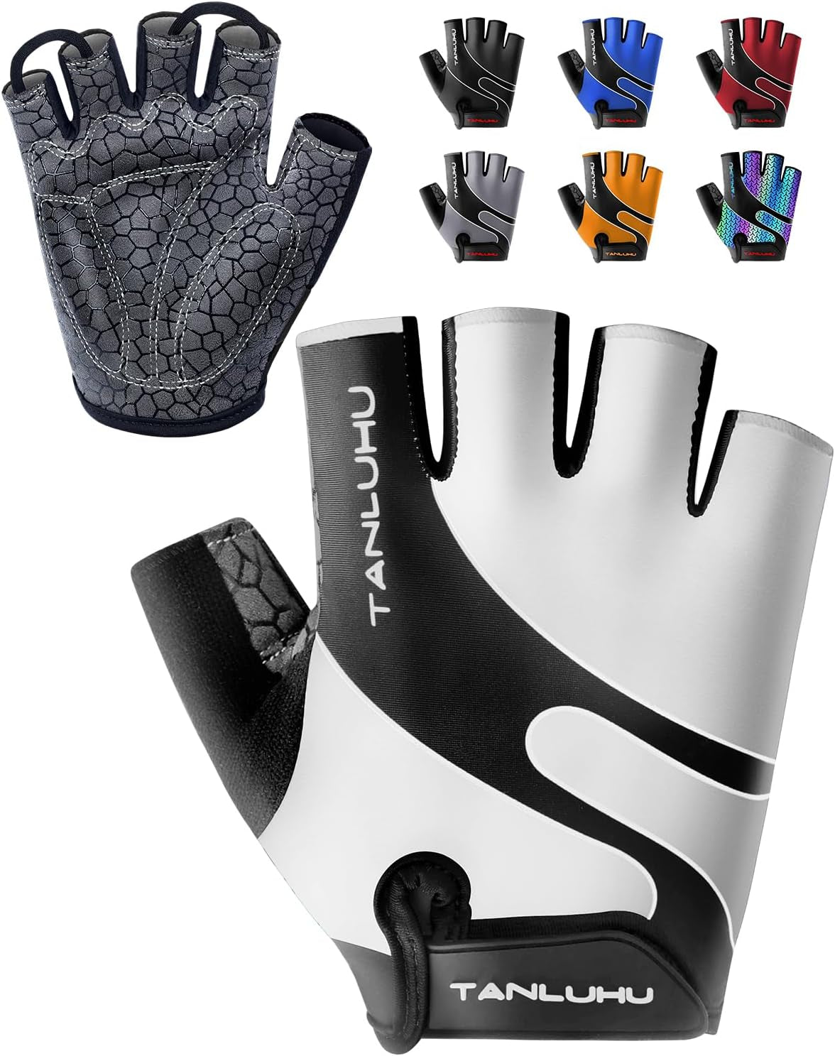 Cycling Gloves - Mountain Bike Half Finger Road Riding Gloves, Breathable, Shock-Absorbing, for Men and Women