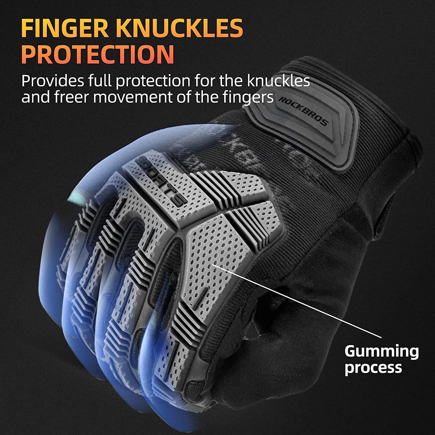 Mountain Bike Gloves with Gel Pad Touch Screen Knuckle Protection for BMX MX ATV MTB Racing Black