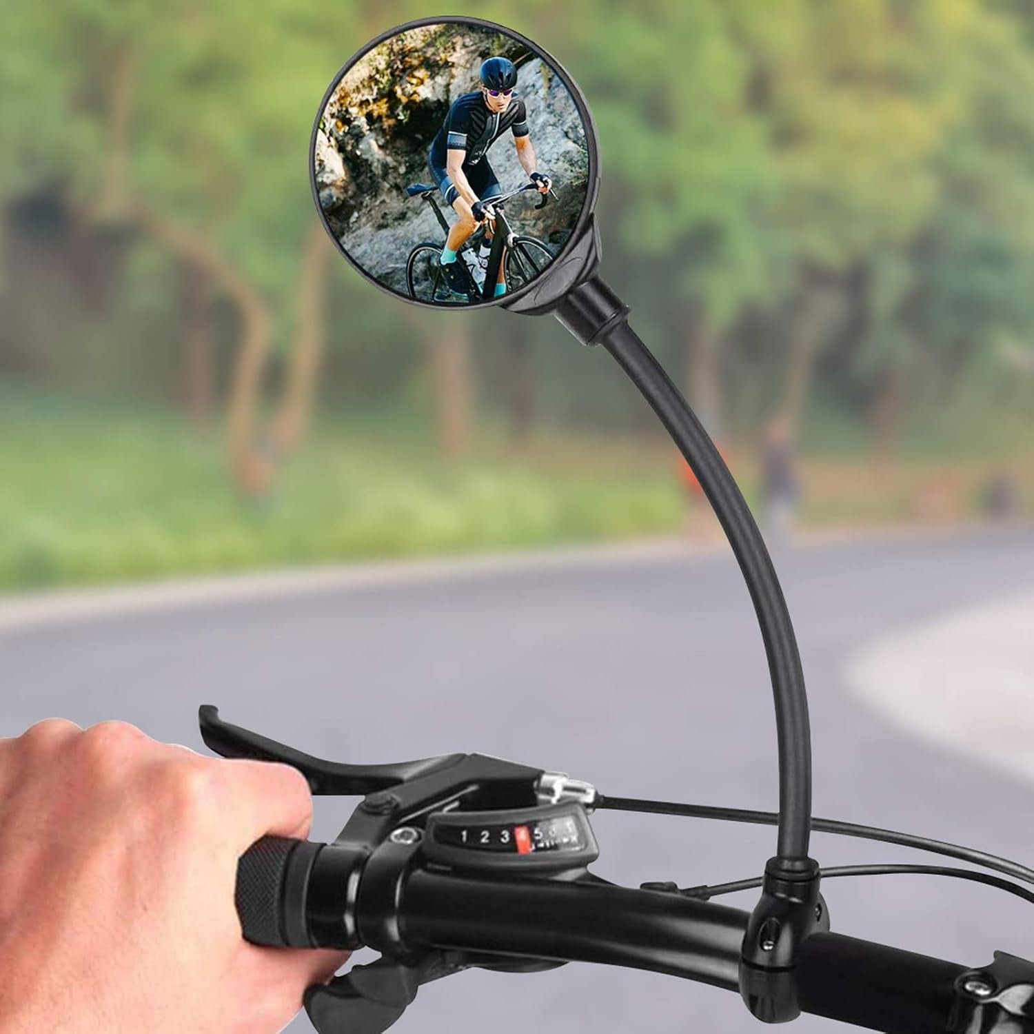 Bike Mirror Handlebar Mount HD Bike Rear View Mirror Bicycle Mirrors for Handlebars Adjustable Rotatable Bike Mirrors Ride Safely (A-2 Pcs Black Long Mirror)