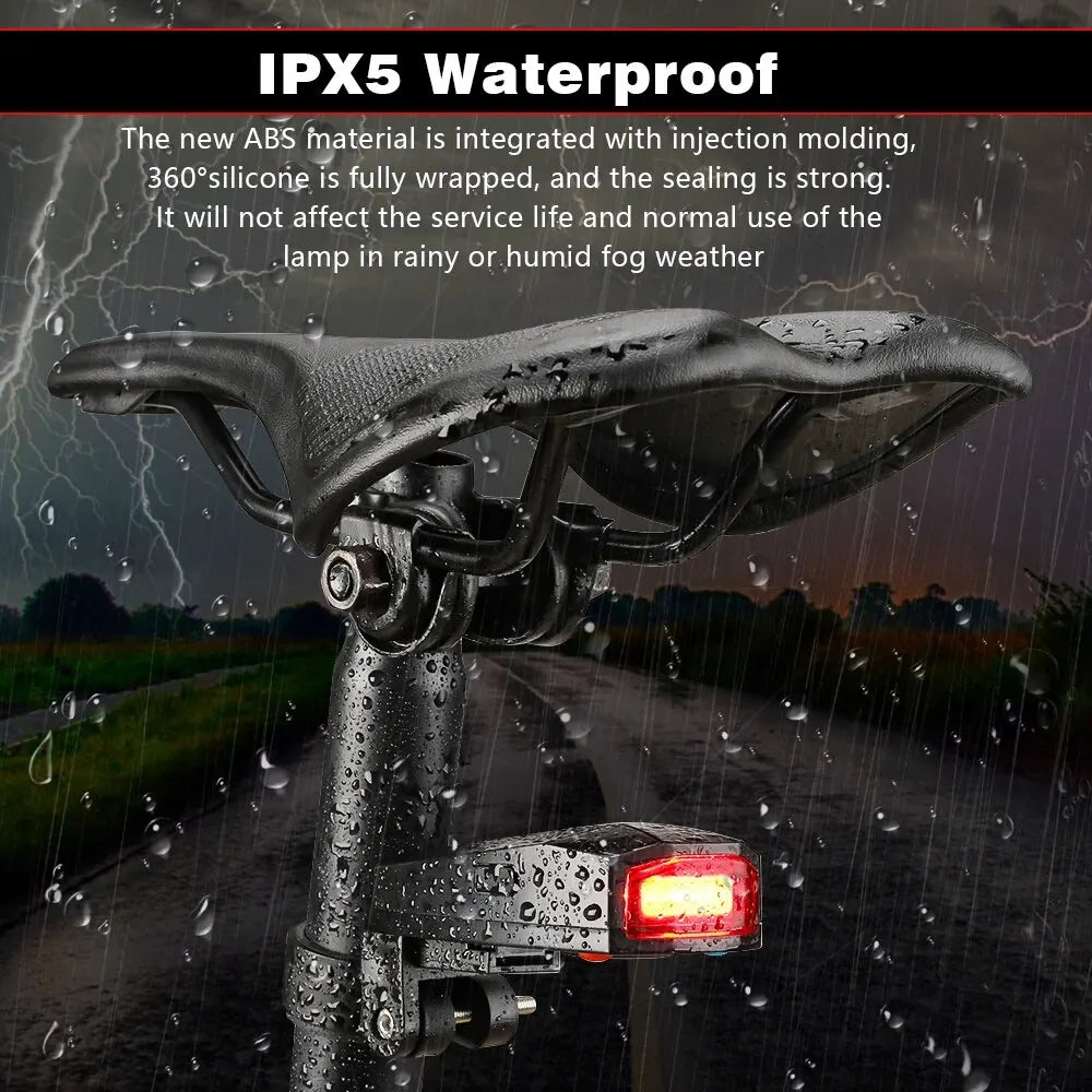 Waterproof Wireless Bike Alarm Bicycle Rear Light Anti-Theft Alarm USB Charge Remote Control LED Taillight Bike Finder