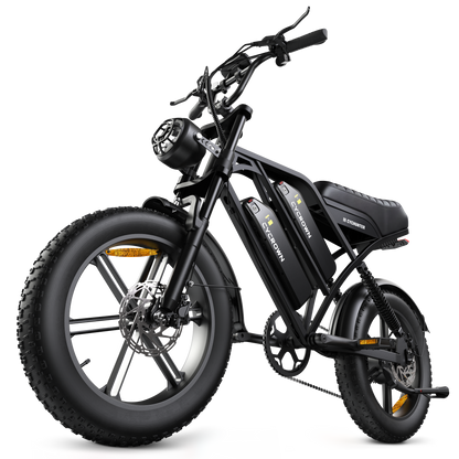Cycrown CycHunter Pro moped-style e-bike rear three-quarter view