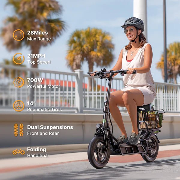 isinwheel Hyper X 700W Electric Scooter with Seat & BasketElectric ScooterEvolveRide