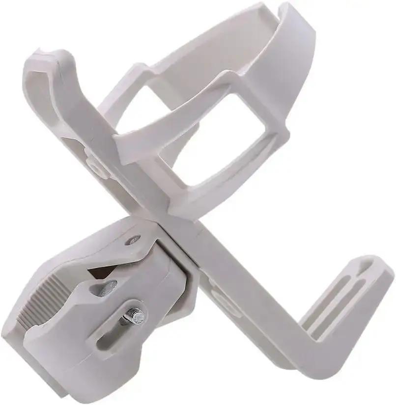 PVC bike bottle cage mounted on handlebar with bottle secured