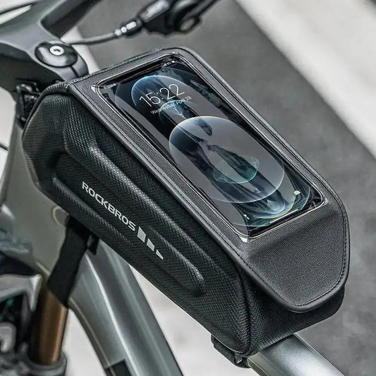 ROCKBROS 1.7L Waterproof Hard Shell Bike Phone Bag – Top Tube Frame Case with TouchscreenEvolveRide