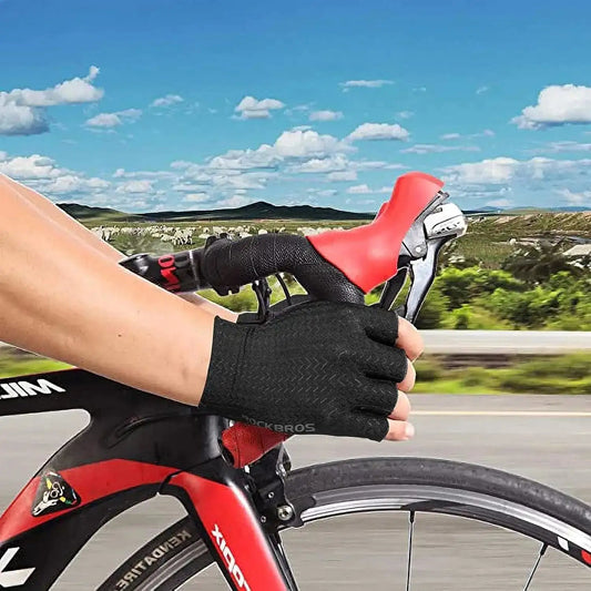 ROCKBROS Half Finger Cycling Gloves – Gel Padded MTB & Road Bike Gloves (Black)EvolveRide