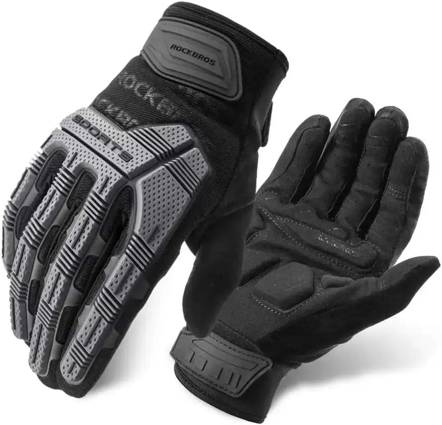 ROCKBROS Mountain Bike Gloves – Gel Pad, Touch Screen, Knuckle Protection (Black)EvolveRide