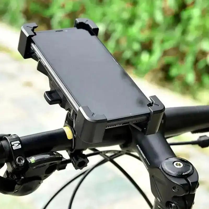 Bike phone holder mounted on handlebar showing rotation mechanism