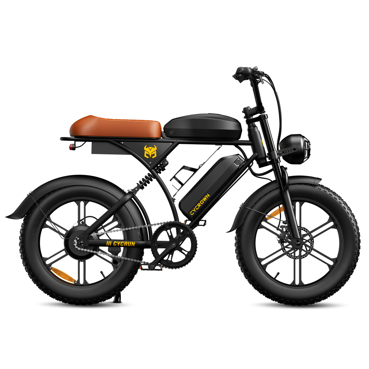 Cycrown Run Plus black moped electric bike front three-quarter view