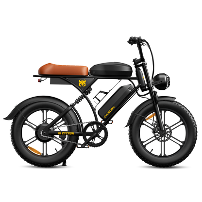 Cycrown Run Plus black moped electric bike front three-quarter view