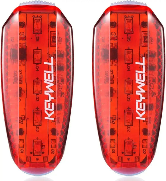 USB-C rechargeable LED safety lights, red, 2-pack with clips