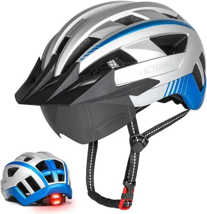VICTGOAL VG110 Bike Helmet with LED Light & Magnetic Goggles – Adjustable Adult Cycling HelmetEvolveRide