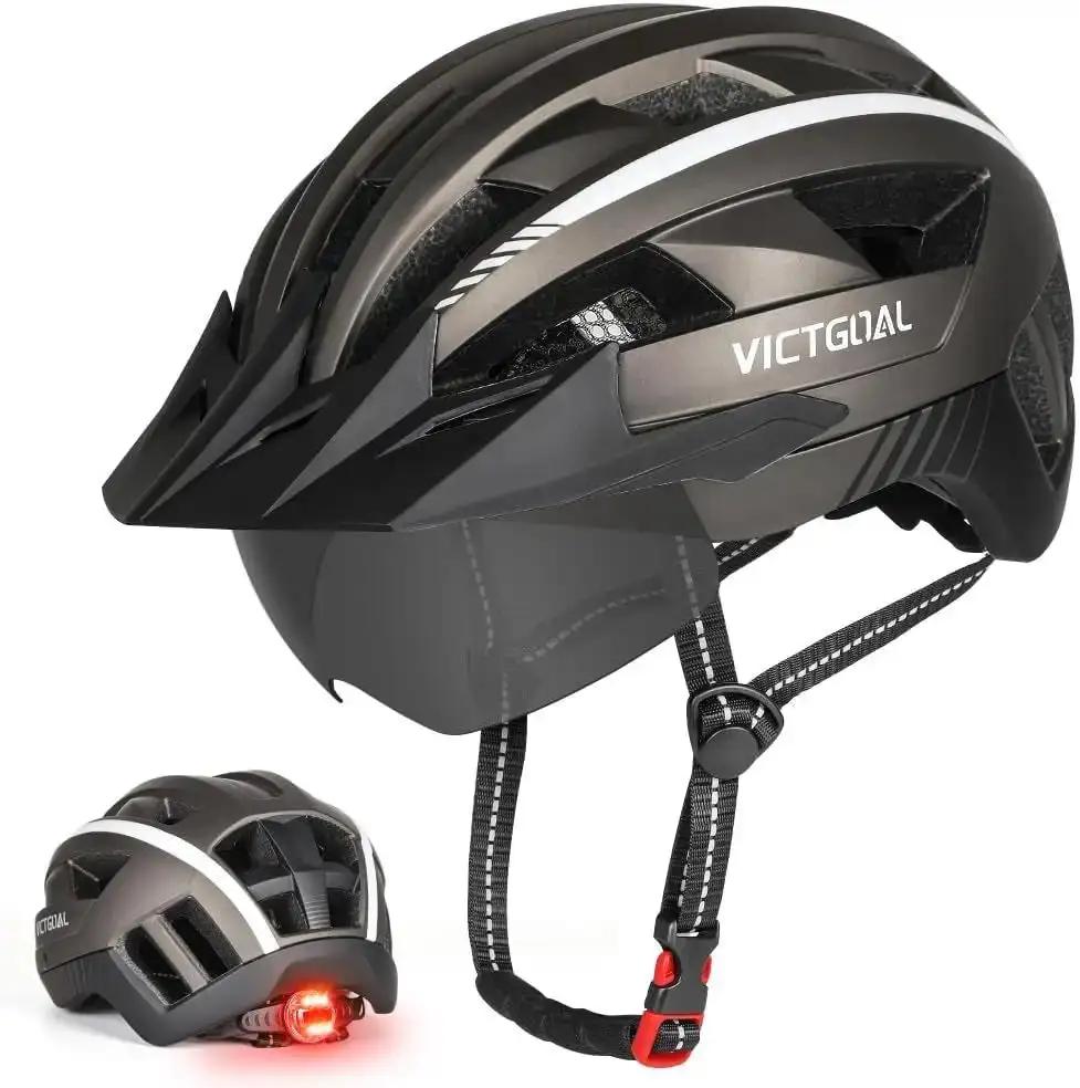 VICTGOAL VG110 Bike Helmet with LED Light & Magnetic Goggles – Adjustable Adult Cycling HelmetEvolveRide