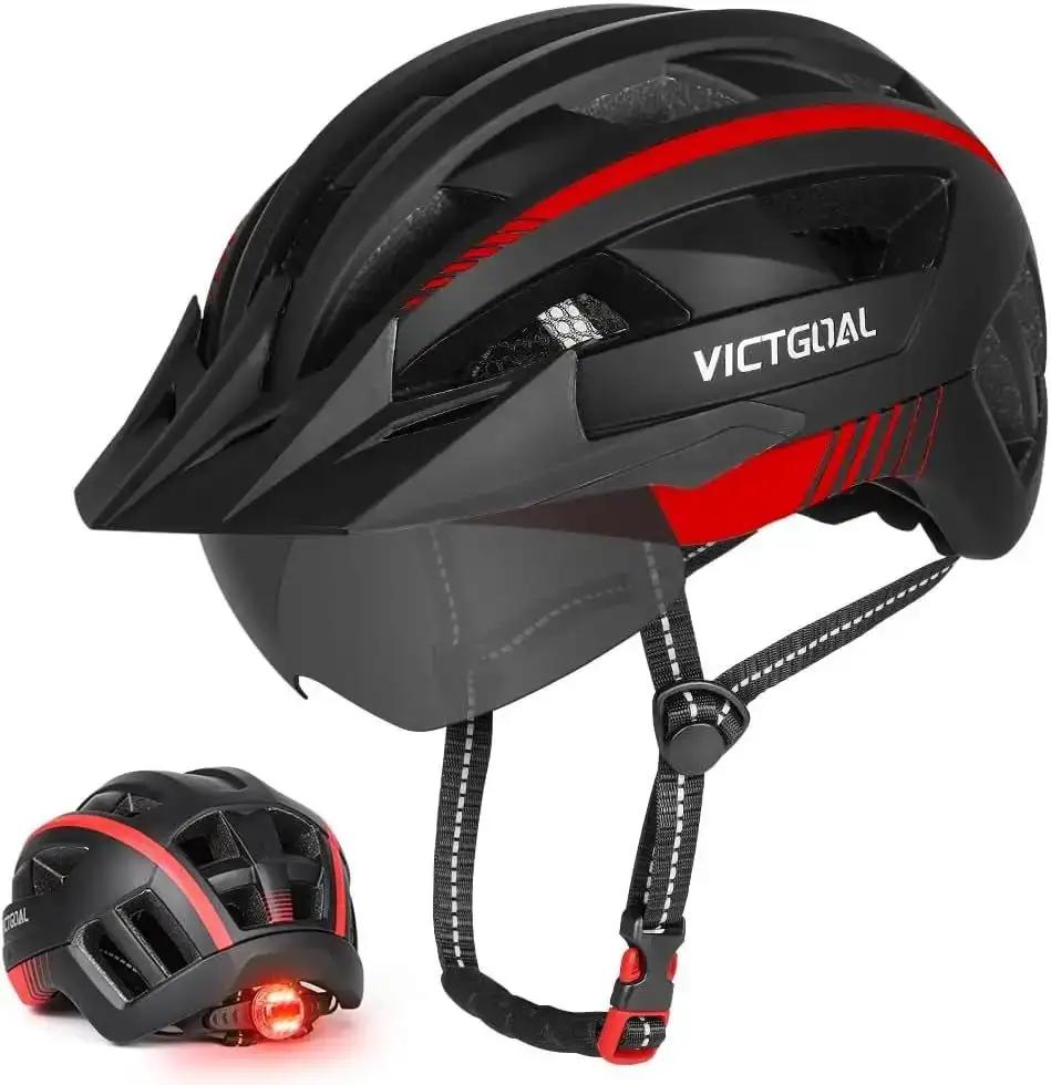 VICTGOAL VG110 Bike Helmet with LED Light & Magnetic Goggles – Adjustable Adult Cycling HelmetEvolveRide