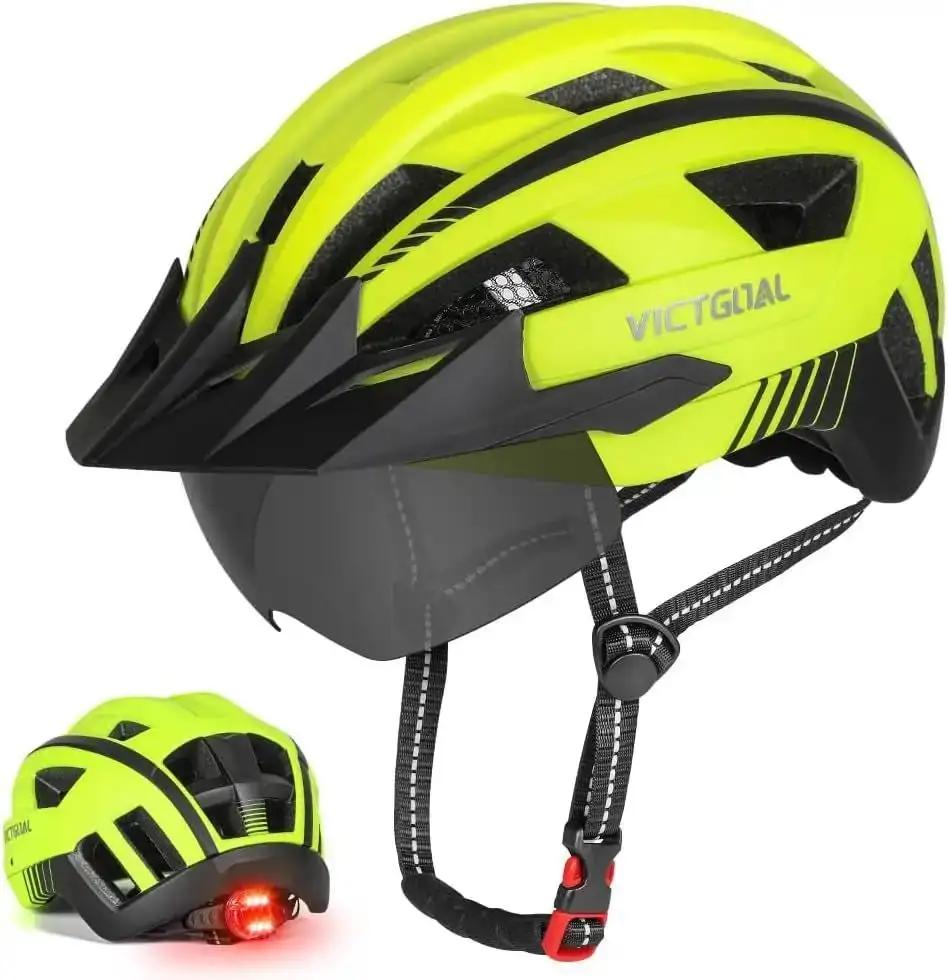 VICTGOAL VG110 Bike Helmet with LED Light & Magnetic Goggles – Adjustable Adult Cycling HelmetEvolveRide